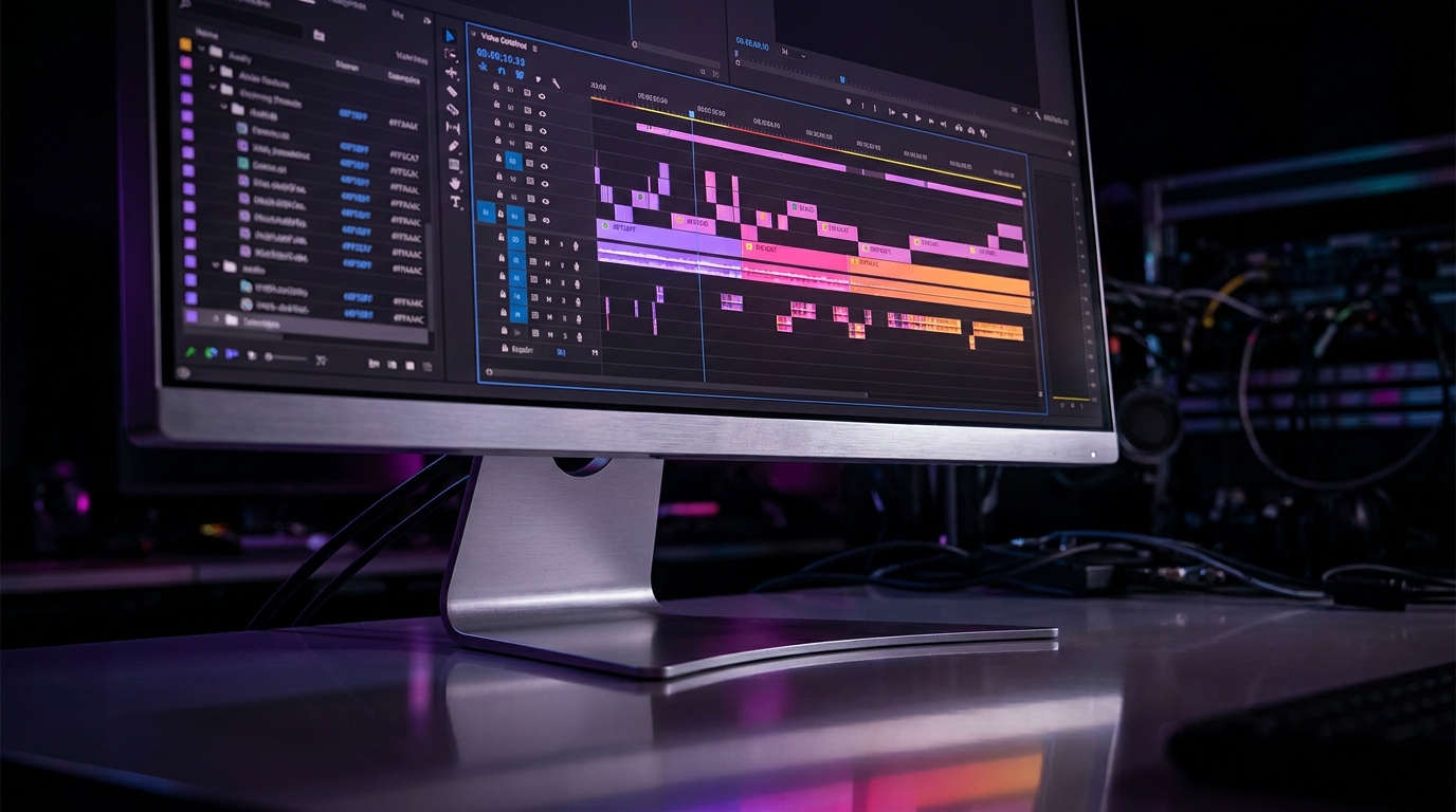 Translucent user interface panels showing color contrast swatches against a dark background with neon accents.