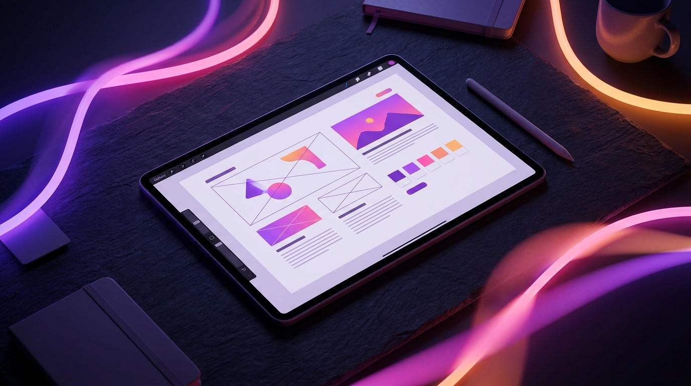 A glowing digital clipboard surrounded by social media and video icons.