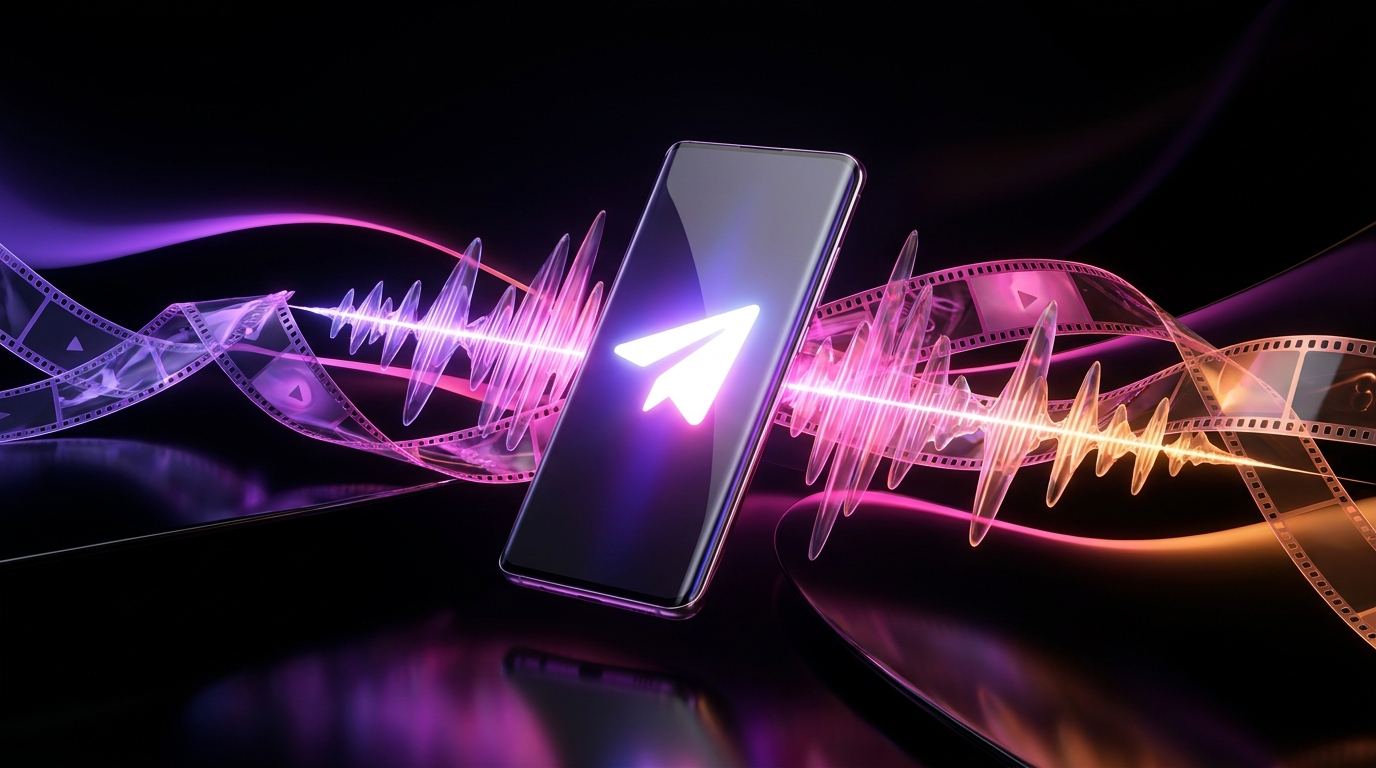 A glowing paper plane icon intersecting with a vertical video frame