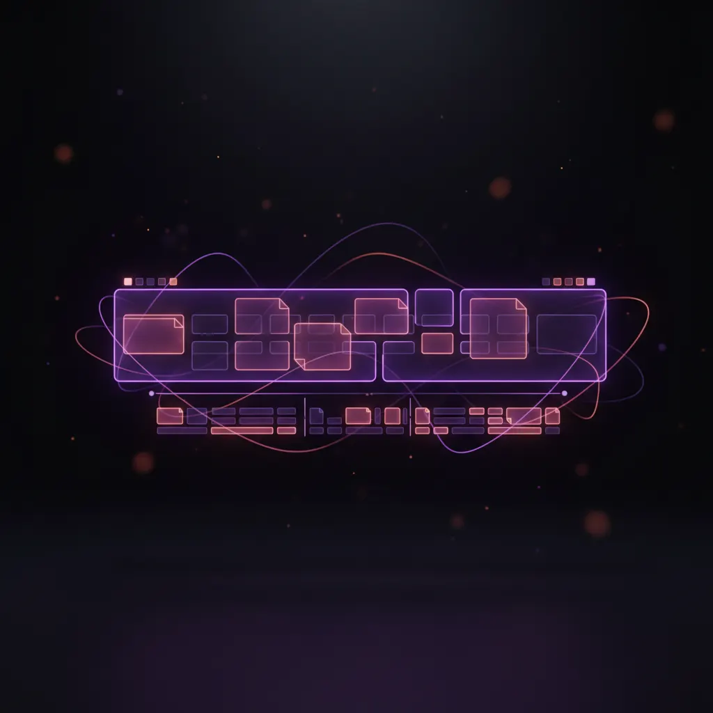 Multiple glowing video timelines merging into a single streamlined path