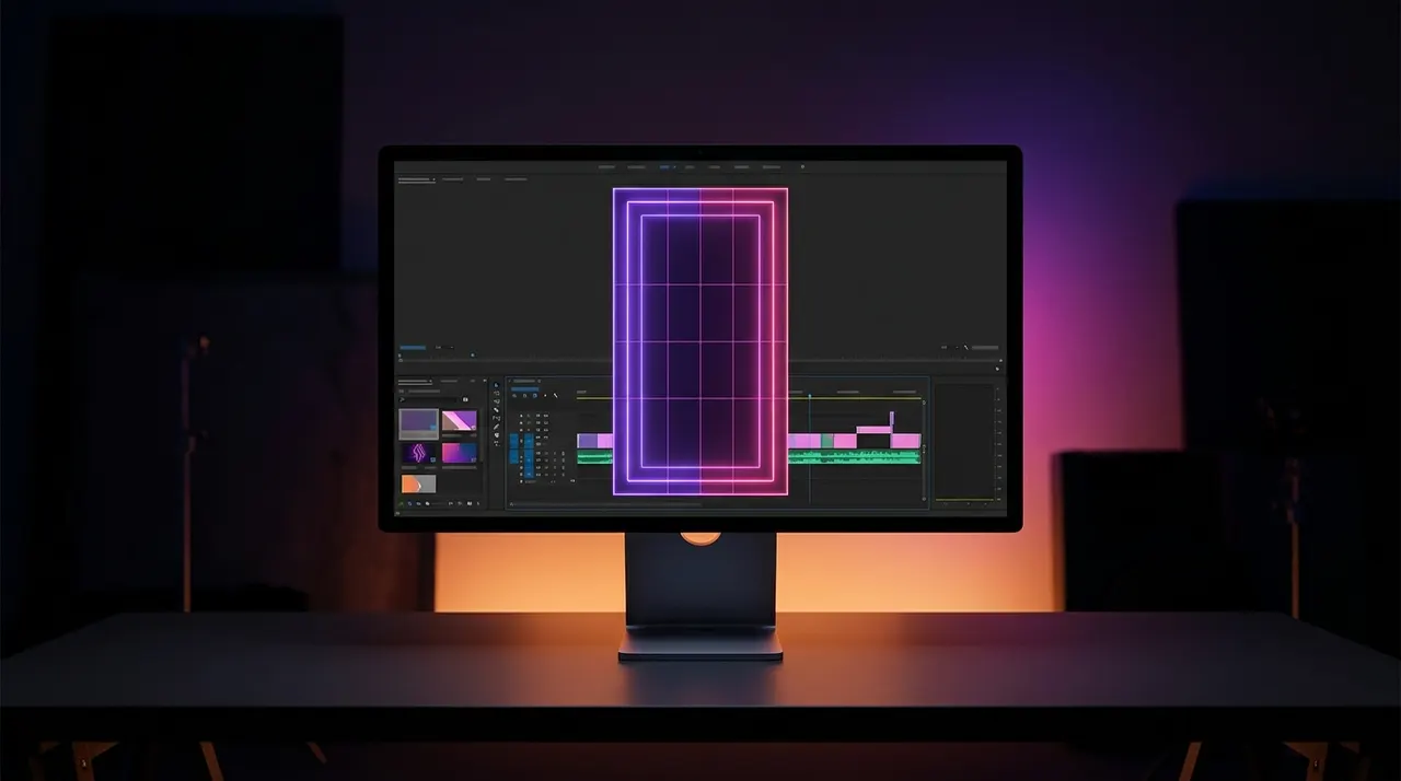 Vertical smartphone screen being sliced into segments with glowing neon lines